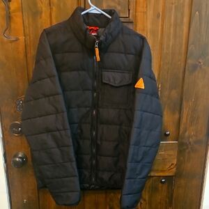 Gerry Men's Black Puffer Jacket with‎ Tan Accents. Size M